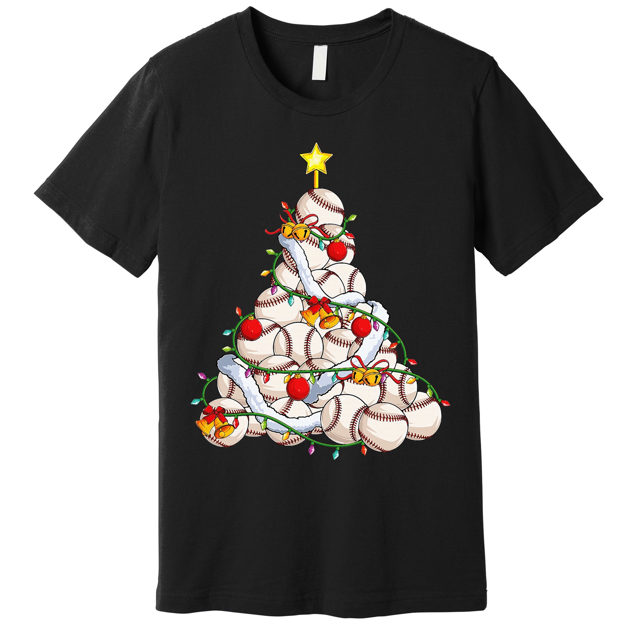 Baseball Christmas Tree Holiday PJs for Players & Coaches Premium T-Shirt