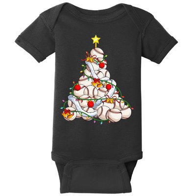 Baseball Christmas Tree Holiday PJs for Players & Coaches Baby Bodysuit