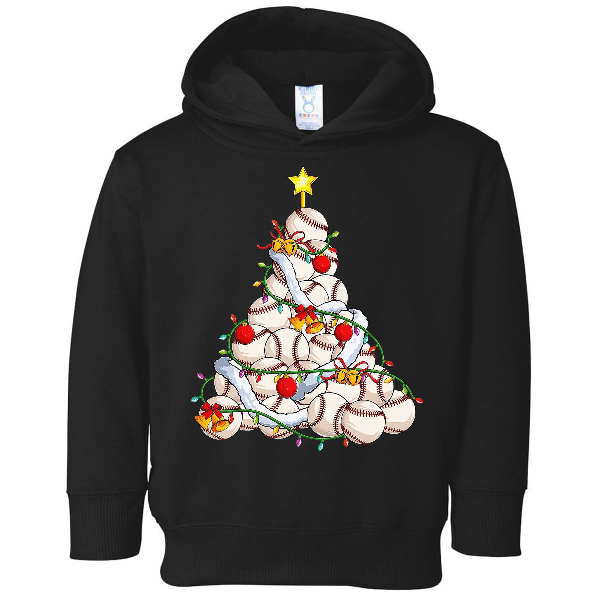 Baseball Christmas Tree Holiday PJs for Players & Coaches Toddler Hoodie