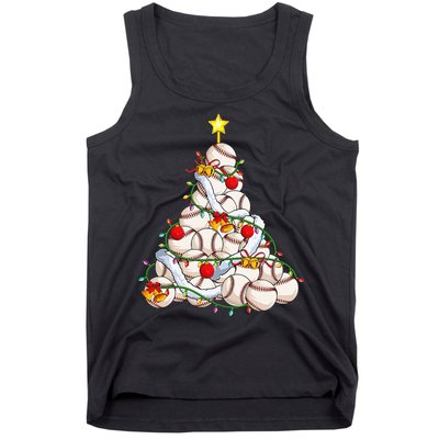 Baseball Christmas Tree Holiday PJs for Players & Coaches Tank Top