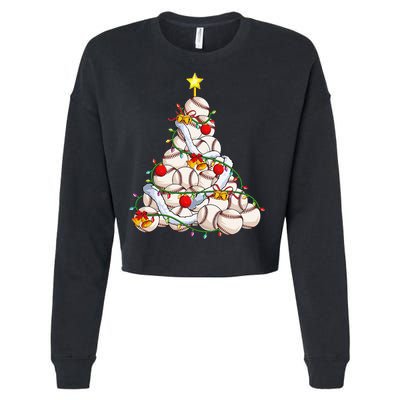 Baseball Christmas Tree Holiday PJs for Players & Coaches Cropped Pullover Crew