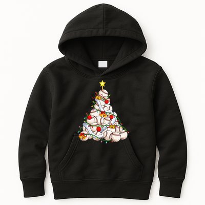 Baseball Christmas Tree Holiday PJs for Players & Coaches Kids Hoodie