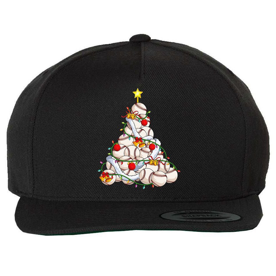 Baseball Christmas Tree Holiday PJs for Players & Coaches Wool Snapback Cap