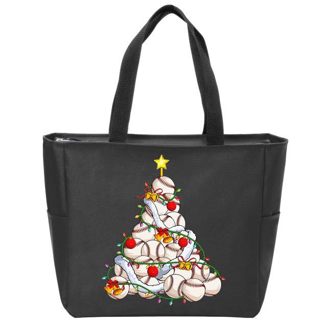 Baseball Christmas Tree Holiday PJs for Players & Coaches Zip Tote Bag