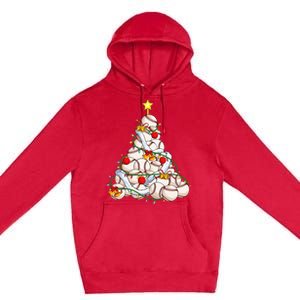 Baseball Christmas Tree Holiday PJs for Players & Coaches Premium Pullover Hoodie