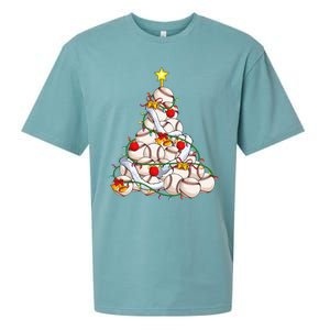 Baseball Christmas Tree Holiday PJs for Players & Coaches Sueded Cloud Jersey T-Shirt