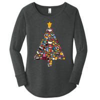 Books Christmas Tree Reading Club Librarian Library Xmas Women's Perfect Tri Tunic Long Sleeve Shirt