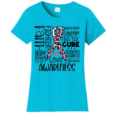 Breast Cancer Typography Pink Ribbon Breast Cancer Awareness Cool Gift Women's T-Shirt