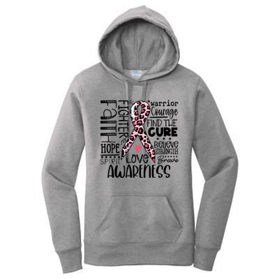 Breast Cancer Typography Pink Ribbon Breast Cancer Awareness Cool Gift Women's Pullover Hoodie