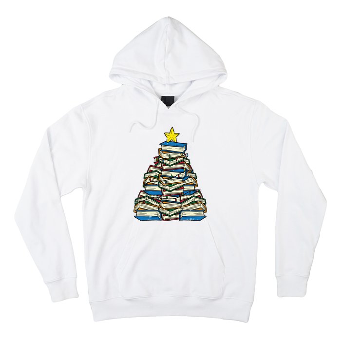 Books Christmas Tree Reading Xmas Teacher Librarian Hoodie