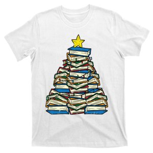 Books Christmas Tree Reading Xmas Teacher Librarian T-Shirt