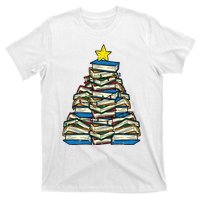 Books Christmas Tree Reading Xmas Teacher Librarian T-Shirt