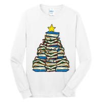 Books Christmas Tree Reading Xmas Teacher Librarian Tall Long Sleeve T-Shirt