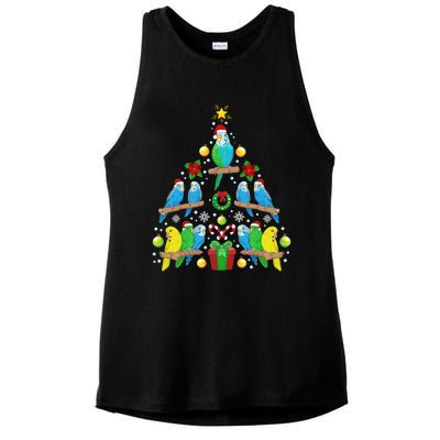 Budgie Christmas Tree Bird Christmas Present Gift Ladies PosiCharge Tri-Blend Wicking Tank