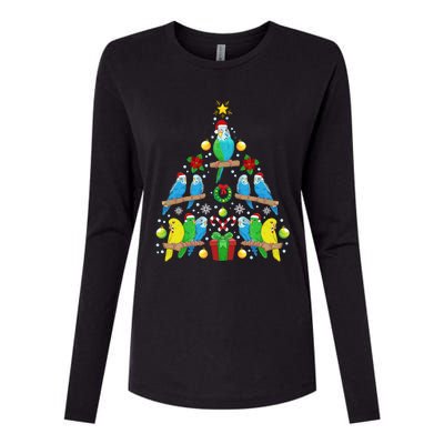 Budgie Christmas Tree Bird Christmas Present Gift Womens Cotton Relaxed Long Sleeve T-Shirt