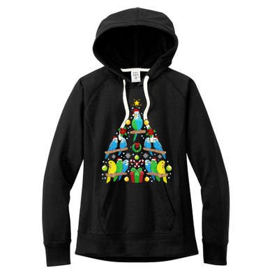 Budgie Christmas Tree Bird Christmas Present Gift Women's Fleece Hoodie