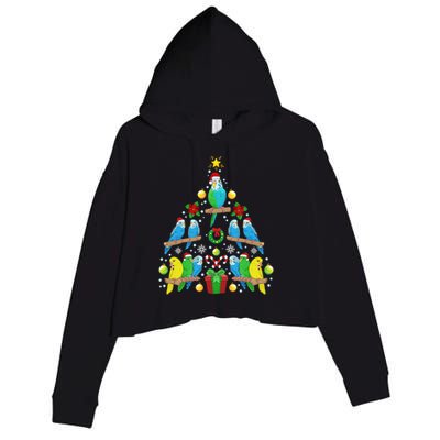 Budgie Christmas Tree Bird Christmas Present Gift Crop Fleece Hoodie