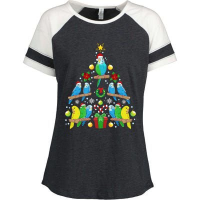 Budgie Christmas Tree Bird Christmas Present Gift Enza Ladies Jersey Colorblock Tee