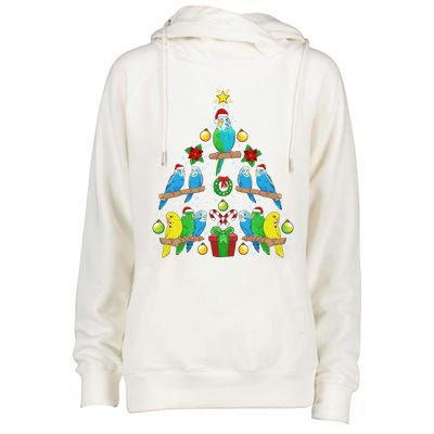 Budgie Christmas Tree Bird Christmas Present Gift Womens Funnel Neck Pullover Hood