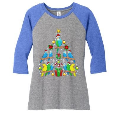 Budgie Christmas Tree Bird Christmas Present Gift Women's Tri-Blend 3/4-Sleeve Raglan Shirt