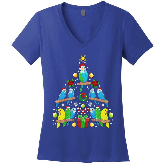 Budgie Christmas Tree Bird Christmas Present Gift Women's V-Neck T-Shirt