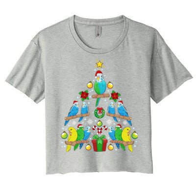 Budgie Christmas Tree Bird Christmas Present Gift Women's Crop Top Tee