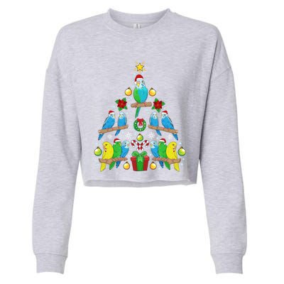 Budgie Christmas Tree Bird Christmas Present Gift Cropped Pullover Crew