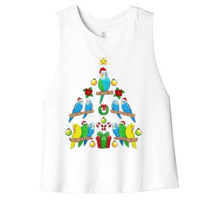 Budgie Christmas Tree Bird Christmas Present Gift Women's Racerback Cropped Tank