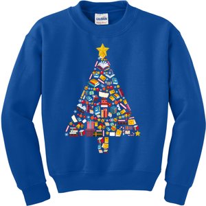 Books Christmas Tree Reading Club Librarian Library Xmas Gift Kids Sweatshirt