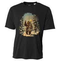 Bigfoot Christmas Tree Lights Tarot Xmas Sasquatch Cooling Performance Crew T-Shirt