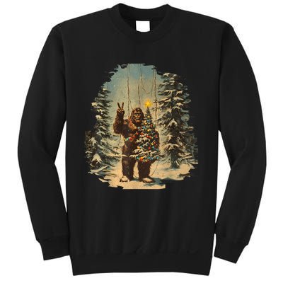 Bigfoot Christmas Tree Lights Tarot Xmas Sasquatch Sweatshirt