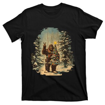 Bigfoot Christmas Tree Lights Tarot Xmas Sasquatch T-Shirt