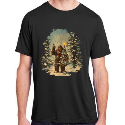 Bigfoot Christmas Tree Lights Tarot Xmas Sasquatch Adult ChromaSoft Performance T-Shirt