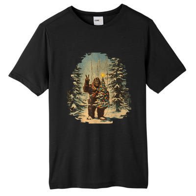 Bigfoot Christmas Tree Lights Tarot Xmas Sasquatch Tall Fusion ChromaSoft Performance T-Shirt