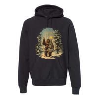 Bigfoot Christmas Tree Lights Tarot Xmas Sasquatch Premium Hoodie