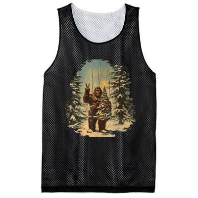 Bigfoot Christmas Tree Lights Tarot Xmas Sasquatch Mesh Reversible Basketball Jersey Tank