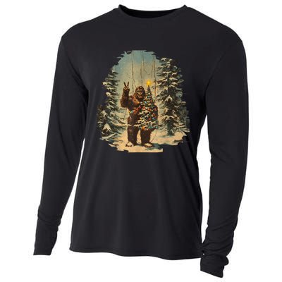 Bigfoot Christmas Tree Lights Tarot Xmas Sasquatch Cooling Performance Long Sleeve Crew