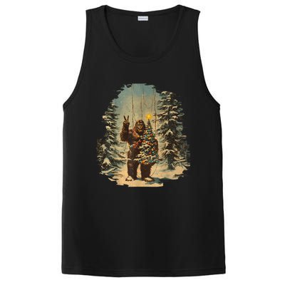 Bigfoot Christmas Tree Lights Tarot Xmas Sasquatch PosiCharge Competitor Tank