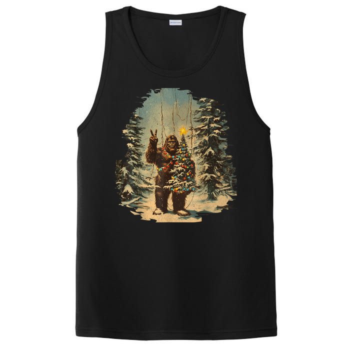 Bigfoot Christmas Tree Lights Tarot Xmas Sasquatch PosiCharge Competitor Tank