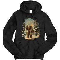 Bigfoot Christmas Tree Lights Tarot Xmas Sasquatch Tie Dye Hoodie