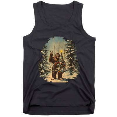 Bigfoot Christmas Tree Lights Tarot Xmas Sasquatch Tank Top