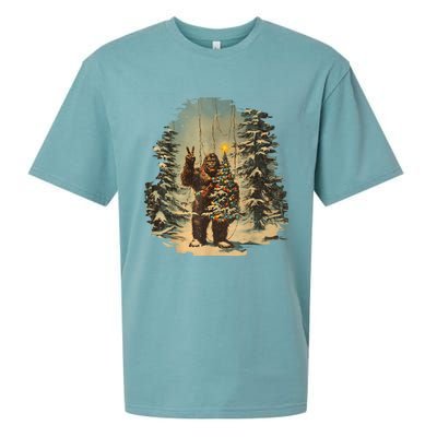 Bigfoot Christmas Tree Lights Tarot Xmas Sasquatch Sueded Cloud Jersey T-Shirt