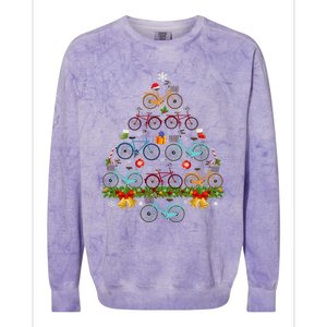 Bicycle Christmas Tree Santa Hat Lights Sweater Xmas Long Sleeve Colorblast Crewneck Sweatshirt