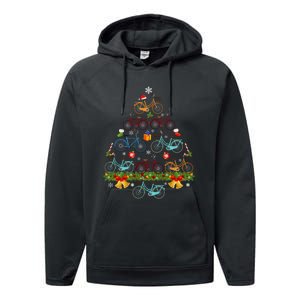 Bicycle Christmas Tree Santa Hat Lights Sweater Xmas Long Sleeve Performance Fleece Hoodie