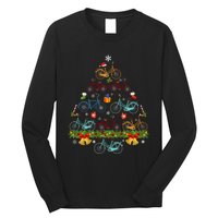 Bicycle Christmas Tree Santa Hat Lights Sweater Xmas Long Sleeve Long Sleeve Shirt