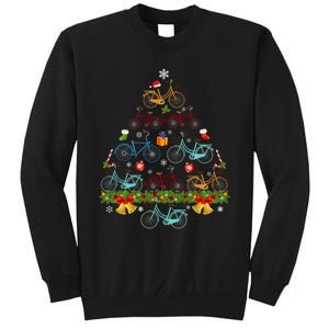 Bicycle Christmas Tree Santa Hat Lights Sweater Xmas Long Sleeve Sweatshirt