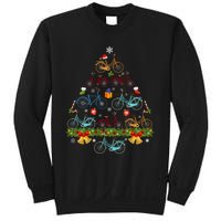 Bicycle Christmas Tree Santa Hat Lights Sweater Xmas Long Sleeve Sweatshirt