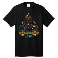 Bicycle Christmas Tree Santa Hat Lights Sweater Xmas Long Sleeve Tall T-Shirt