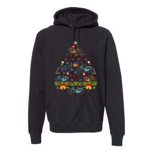 Bicycle Christmas Tree Santa Hat Lights Sweater Xmas Long Sleeve Premium Hoodie