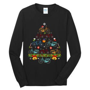 Bicycle Christmas Tree Santa Hat Lights Sweater Xmas Long Sleeve Tall Long Sleeve T-Shirt